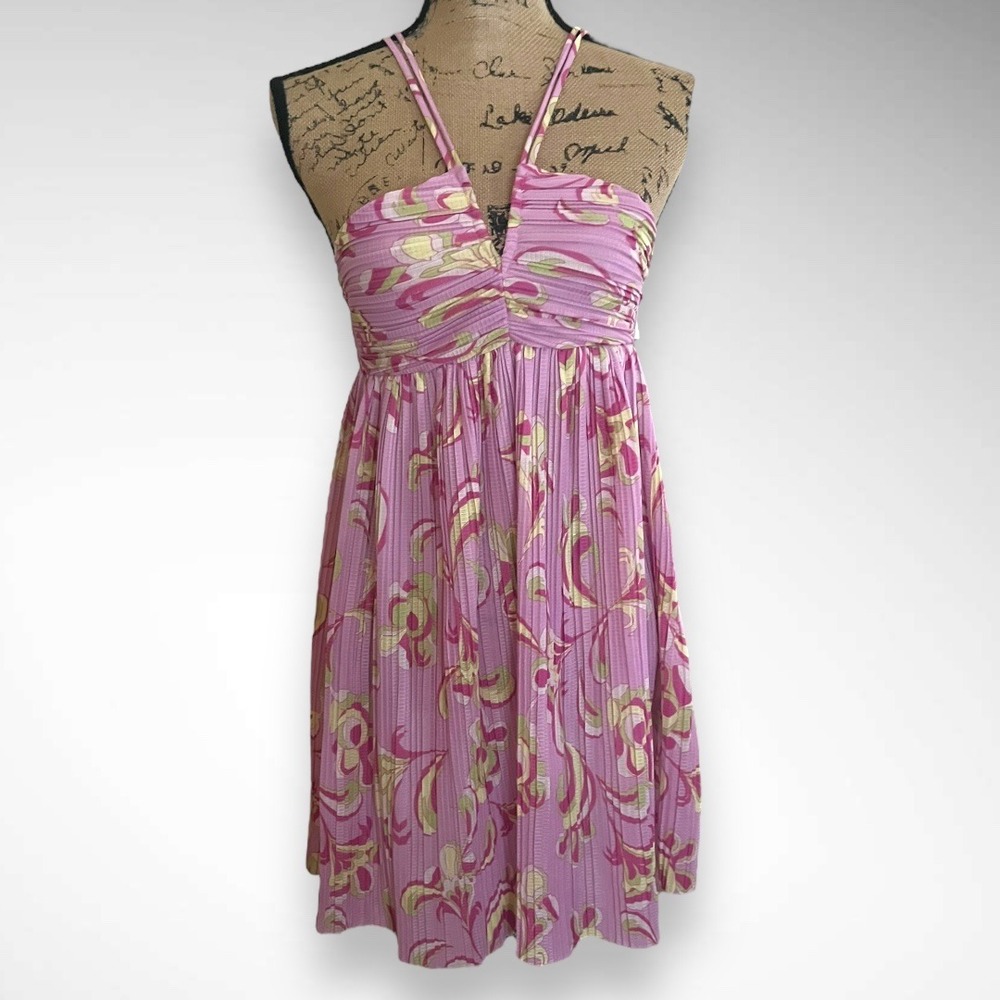 ZARA Pink Swing Pleated Backless‎ Gathered Bust Mini Sundress Small | EUC